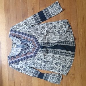 Anthropologie Long Sleeve Embroidered Top